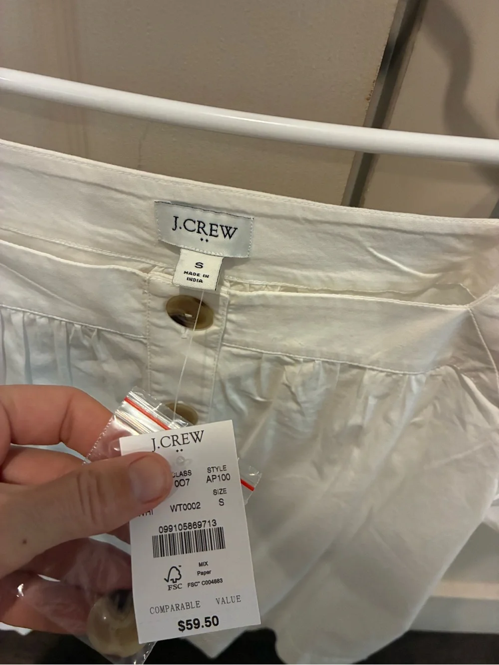 J Crew white shirt size small